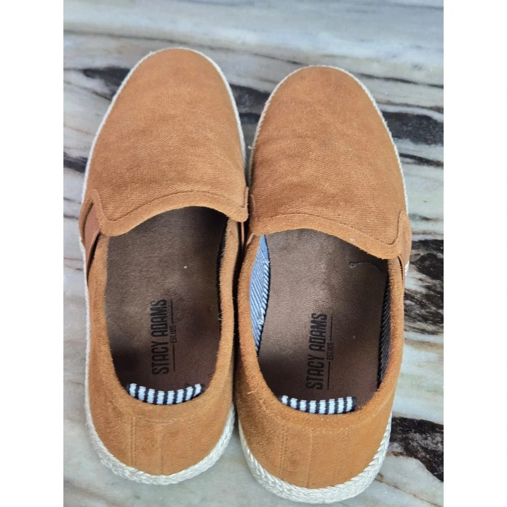Stacy Adams Mens Tan Espadrille Slip On Memory Foam Sneakers‎ 25454-221 8.5M